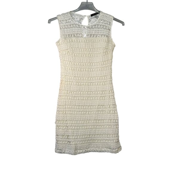 Sharagano Sleeveless Ivory Crochet Shift Dress Size 6 - Picture 1 of 6